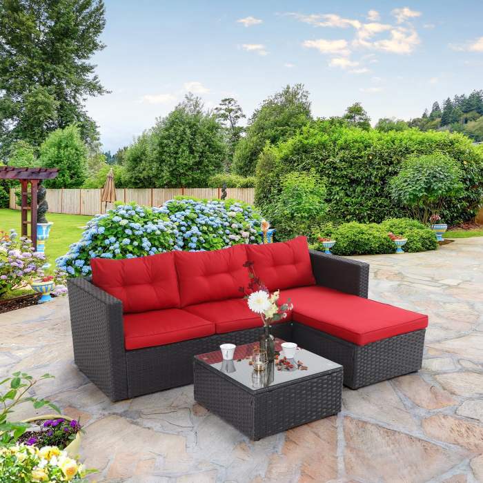 Patio sectional wicker rattan